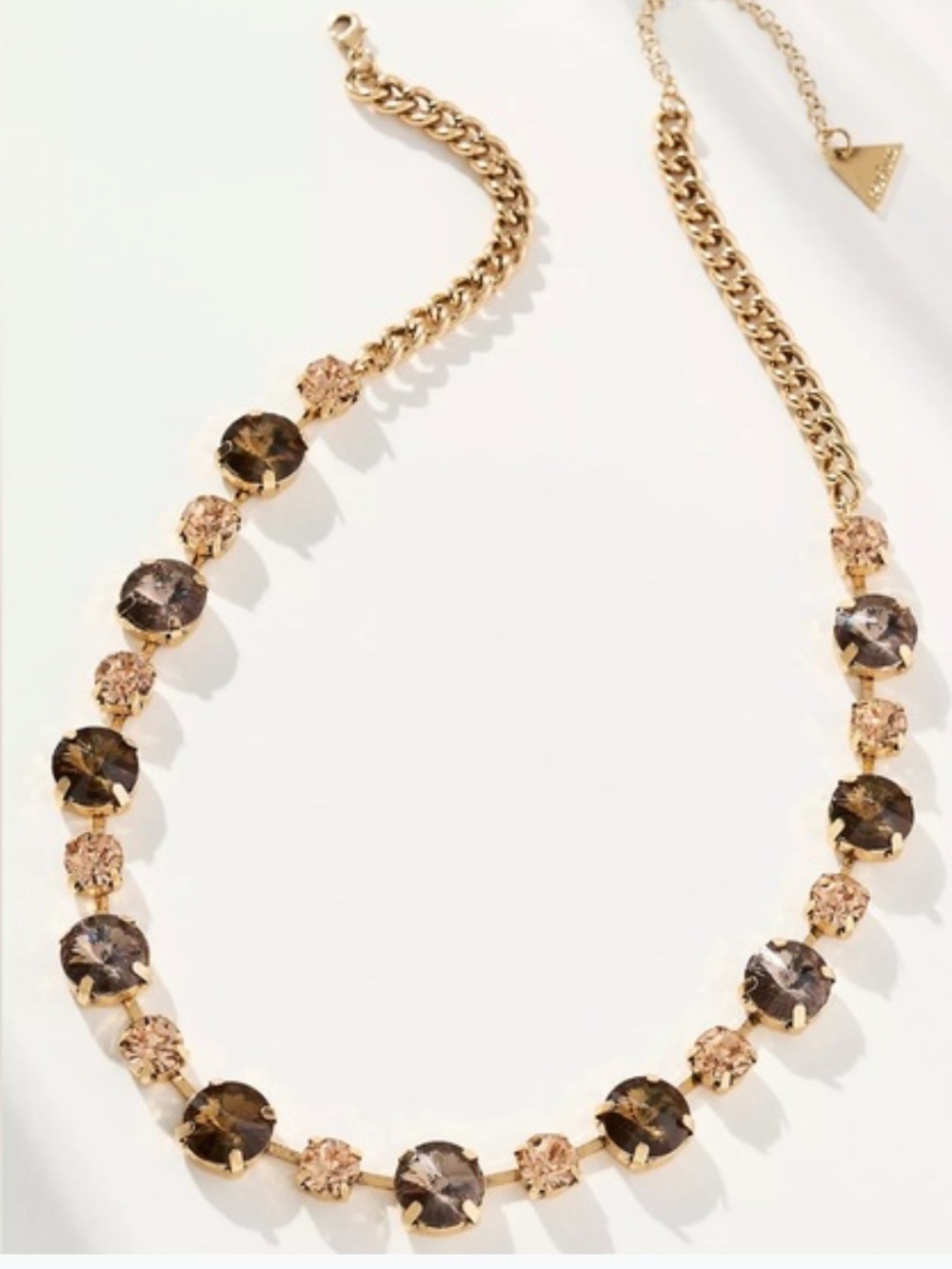Anthropologie Gold Plated Mixed Crystals Necklace